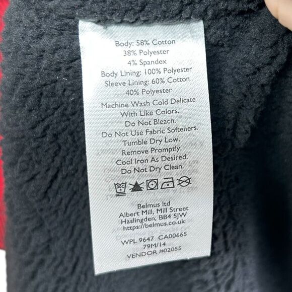 NWT Eddie Bauer Faux Sherpa Lined Wrap Cardigan Sweater Red Buffalo Check Small - Picture 4 of 7